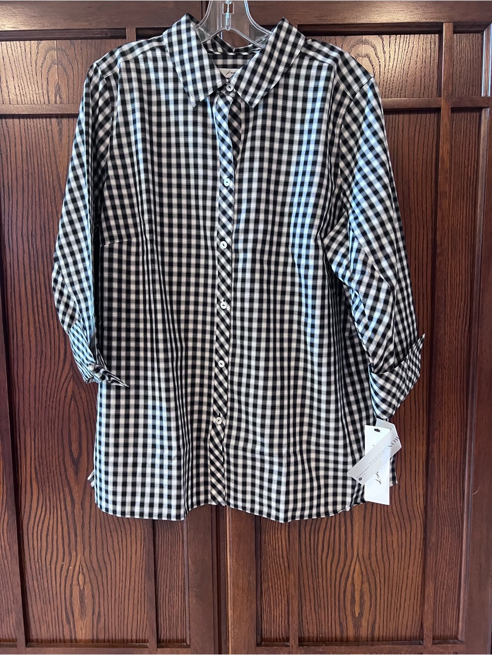 Foxcroft Women's Size 16 Gingham Plaid Button Down Non-Iron Shirt NWT - Picture 2 of 11